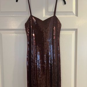 Sequin Midi Spaghetti Strap evening dress